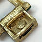 Designer J. Crew Gold-Tone Green Enamel Rhinestone Wide Bangle Bracelet image number 5