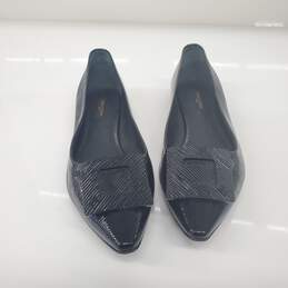 Louis Vuitton Lady Square Black Leather Ballerina Flats Women's Size 10 AUTHENTICATED