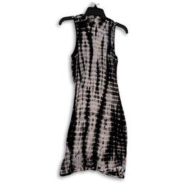NWT Womens Black White Tie Dye Sleeveless Scoop Neck Shift Dress Size M alternative image