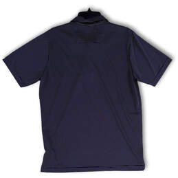 Mens Blue White Stripe Spread Collar Short Sleeve Polo Shirt Size Large alternative image