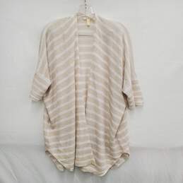 Eileen Fisher WM's Beige & White Striped Cardigan Sweater Size S