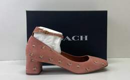 Coach Ankle Strap Pump With Pink Prairie Print Heels Women's Size 10