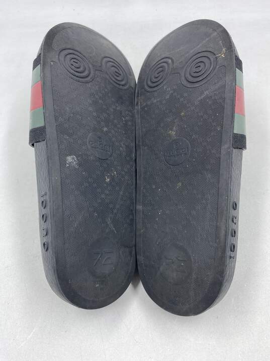 Authentic Gucci Black Striped Rubber Slides M 9 image number 8