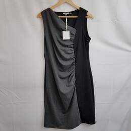 Two tone black and gray ruched sleeveless dress L