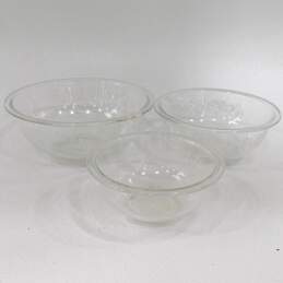 Vintage Pyrex Clear White Lace Colonial Mist Mixing Bowls Set of 3