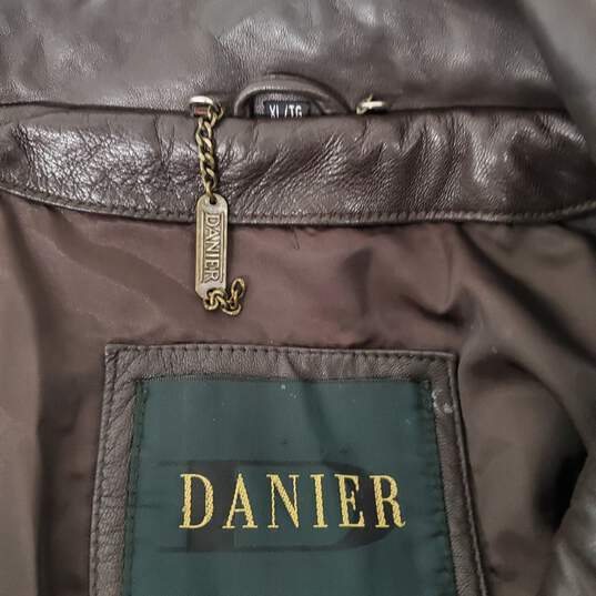 Danier MN's Genuine Leather Brown Bomber Jacket Size XL image number 3