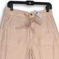 NWT Womens Pink Flat Front Slash Pocket Wide-Leg Drawstring Cropped Pants Size 8 image number 3