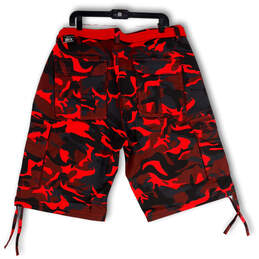 NWT Mens Red Black Camouflage Belted Pockets Bermuda Shorts Size 40 alternative image