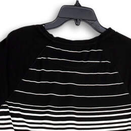 Womens Black Striped Short Sleeve Side Slit Pullover Blouse Top Size XL alternative image
