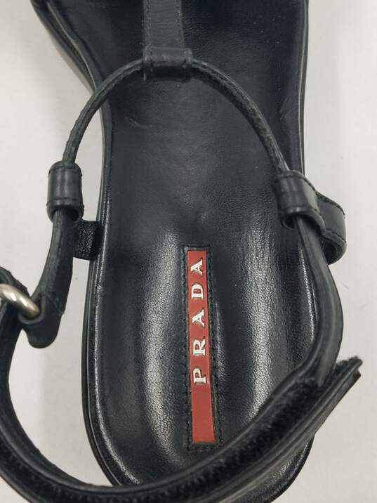 Authentic Prada Black T-Bar Platform Sandals W 6 image number 8
