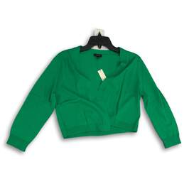 NWT Talbots Womens Green Long Sleeve Open Front Cardigan Sweater Size Medium