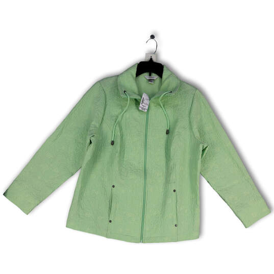 NWT Womens Green Pockets Drawstring Long Sleeve Full-Zip Jackets Size 1X image number 1