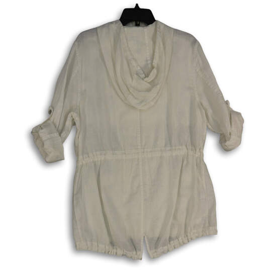 NWT Womens White Long Sleeve Hooded Full-Zip Jacket Size Medium image number 2