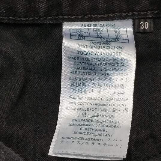 Mens Black Dark Wash Stretch Pockets Slim Fit Denim Tapered Jeans Sz 30x30 image number 4