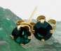 14K Yellow Gold Green & Clear CZ Stud Earrings 1.5g image number 3