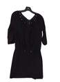 Womens Black 3/4 Sleeve Elastic Waist Tie Neck Sheath Dress Size Small image number 1