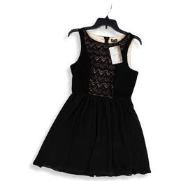 NWT Womens Black Lace Sleeveless Boat Neck Back Zip Mini Dress Size 7