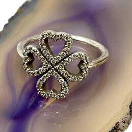 Designer Pandora 925 ALE Sterling Silver Shinny Four Leaf Heart Clover Ring