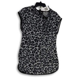 NWT Womens Black Gray Animal Print Sleeveless Pullover Blouse Top Size S