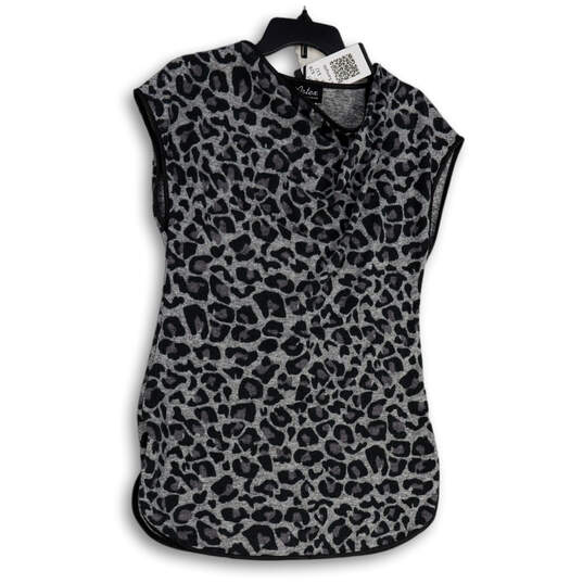 NWT Womens Black Gray Animal Print Sleeveless Pullover Blouse Top Size S image number 1
