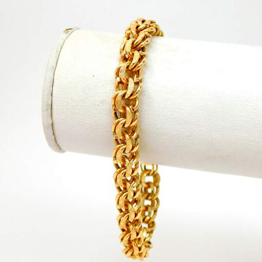 14K Yellow Gold Etched & Smooth Fancy Double Curb Chunky Chain Bracelet 27.3g image number 2
