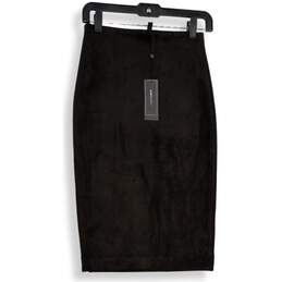 NWT BCBGMAXAZRIA Womens Black Velvet Knee Length Straight & Pencil Skirt Size XS