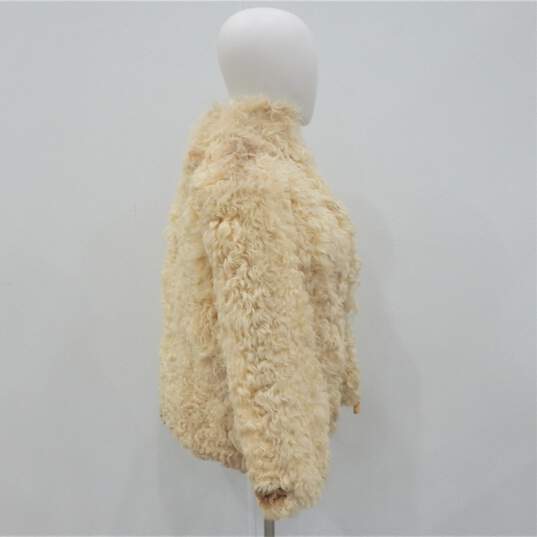 Buy the Vintage 1970s Cream Curly Lamb Fur Women's Coat Boho Jacket ...