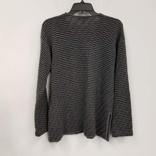 Womens Gray Chevron Knitted Long Sleeve V-Neck Pullover Sweater Size 30 image number 2