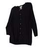 Womens Black Long Sleeve Crew Neck Knitted Cardigan Sweater Size Large image number 1