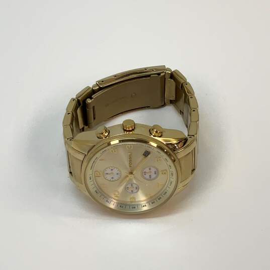 Designer Fossil FS-4402 Gold-Tone Stainless Steel Round Analog Quartz Wristwatch image number 2