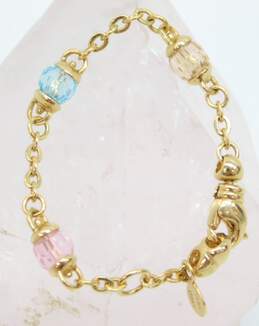 Fancy 14k Yellow Gold Pastel Colored Crystals Baby Infant Bracelet 3.9g