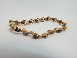 10k Yellow Gold Sapphire & Diamond Accent Bracelet 6.9g