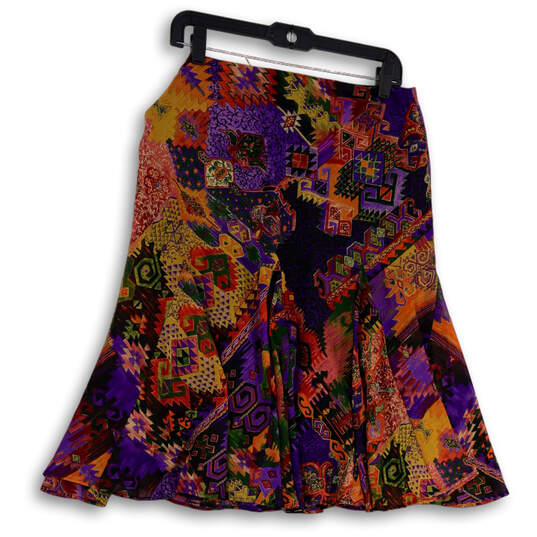 Womens Multicolor Printed Flat Front Classic Pull-On Flared Skirt Size 6 image number 1