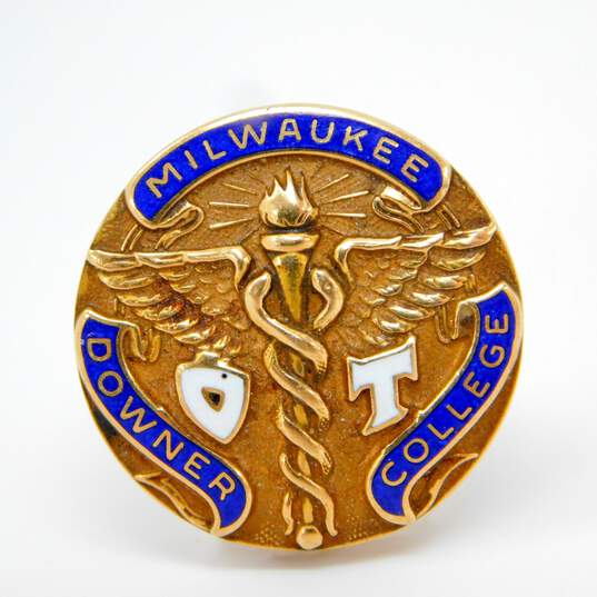 Vintage 10K Yellow Gold Milwaukee Downer College Nurses Pin image number 4