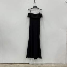 Womens Black Strapless Off The Shoulder Back Ruffle Maxi Dress Size 8