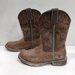 Ariat Leather Pull On Western Style Boots Size 8B alternative image