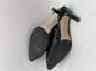 Womens Black Leather Pointed Toe Adjustable Slingback Pump Heels Size 7.5B image number 5