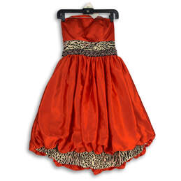 Womens Red Animal Print Knee-Length Strapless Fit & Flare Dress Size 4