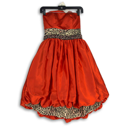 Womens Red Animal Print Knee-Length Strapless Fit & Flare Dress Size 4 image number 1