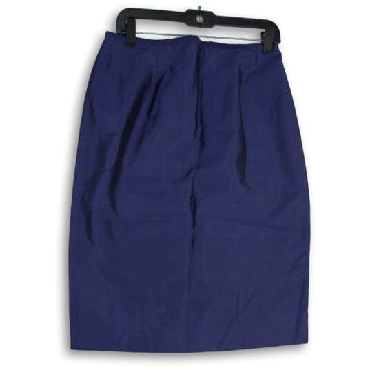 NWT Dana Buchman Womens Blue Flat Front Back Zip Straight & Pencil Skirt Size 12 image number 1