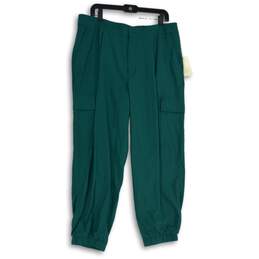 NWT A New Day Womens Green Pleated Pockets Tapered Leg Cargo Pants Size 16