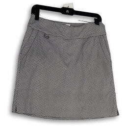 Womens White Black Printed Slash Pocket Flat Front Short A-Line Skirt Sz 6