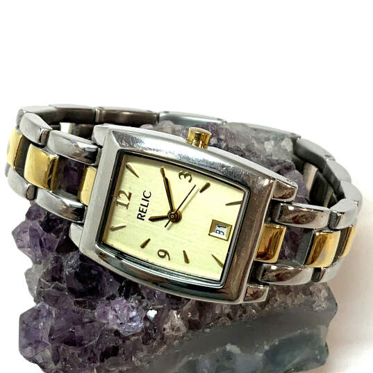 Designer Relic ZR33481 Two-Tone Stainless Steel Rectangle Analog Wristwatch image number 1