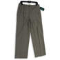 NWT Womens Gray Pleated Flat Front Straight Leg Dress Pants Size 12 image number 3