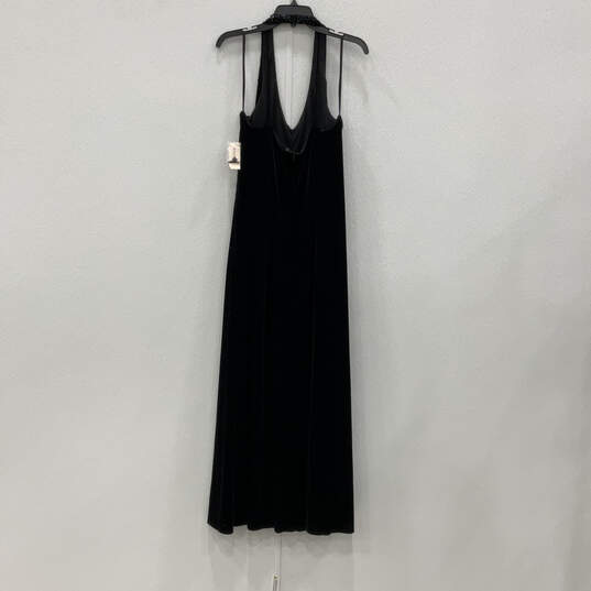 NWT Womens Black Beaded Pageant Sleeveless Halter Neck Maxi Dress Size 16W image number 2