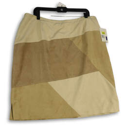 NWT Womens Tan Flat Front Side Zip Short Straight & Pencil Skirt Size 20W alternative image