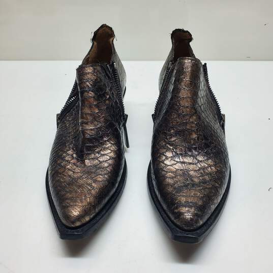 Frye Snake Print Zip Leather Ankle Boots Size 9 image number 2