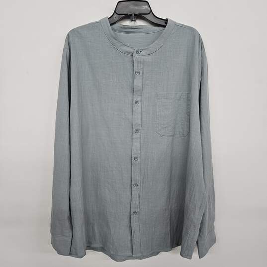 Plain Cotton Mandiran Collar Button Up Shirt image number 1
