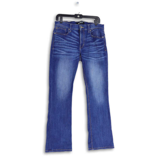 Womens Blue Denim Medium Wash 5-Pocket Design Bootcut Jeans Size 10S image number 1