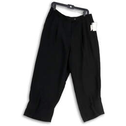 NWT Womens Black Flat Front Pleated Slash Pocket Dress Pants Size 16